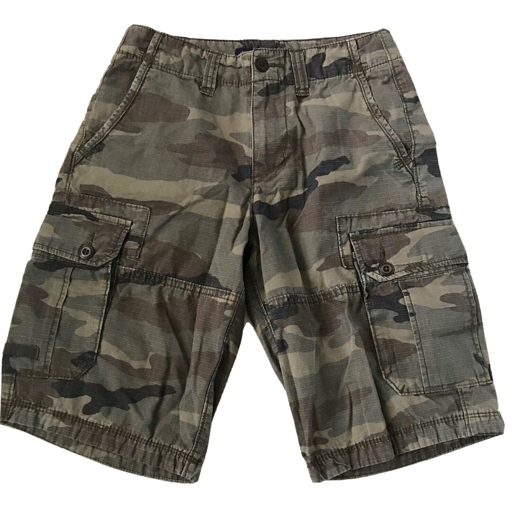 American Eagle Outfitters Mens Sz 28 Cargo Camo Shorts Active Flex Zip Fly